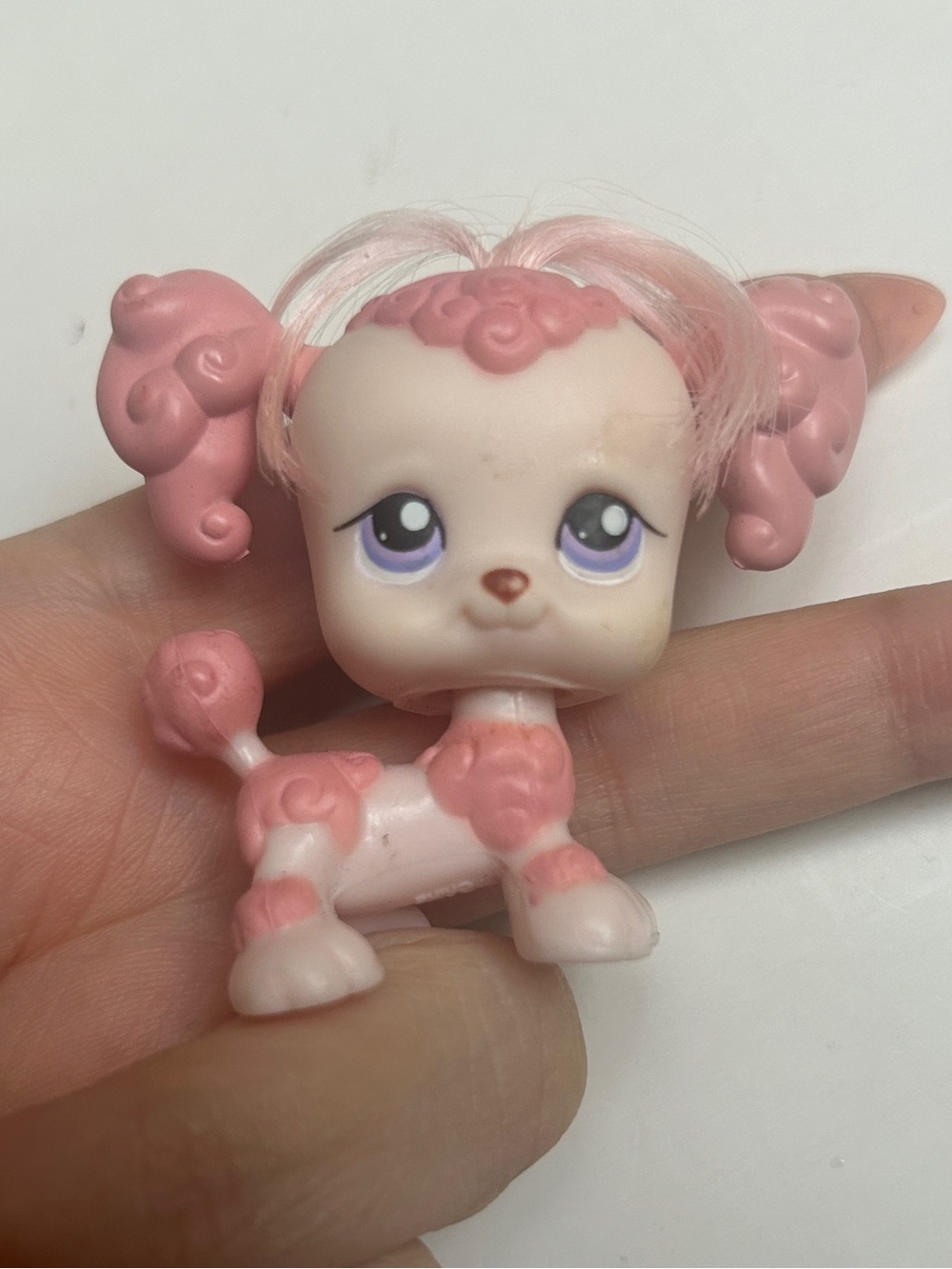 Littlest Pet Shop #225 French Poodle Dog LPS 2004 pink hair